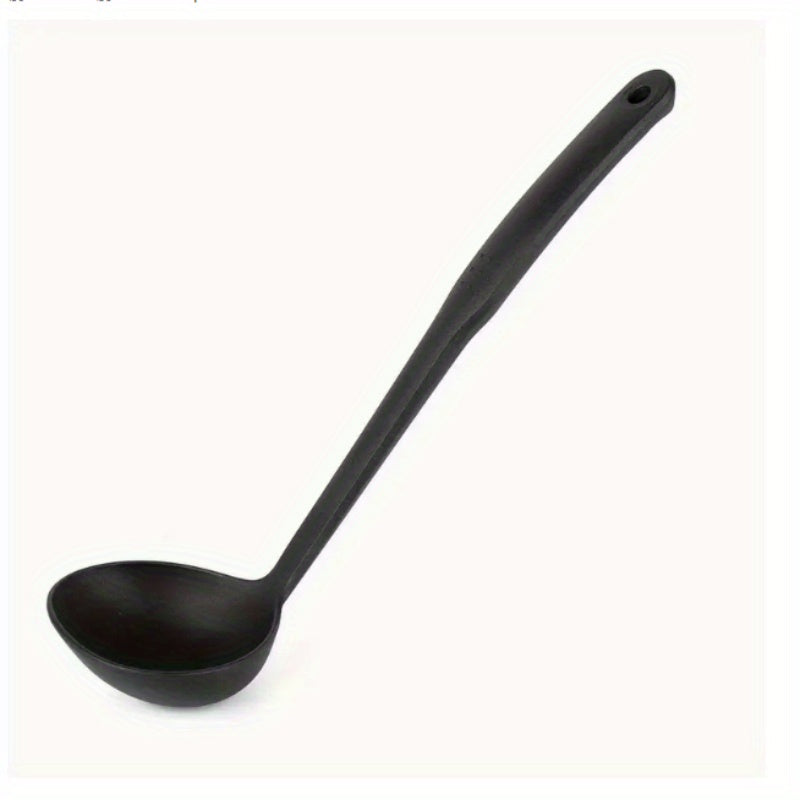 1pc Cucharón de Sopa Ergonómico de Nylon - Antiadherente, Mango Largo para Sopas, Salsas y Mezclar - Utensilio de Cocina Duradero con Almacenamiento Colgante