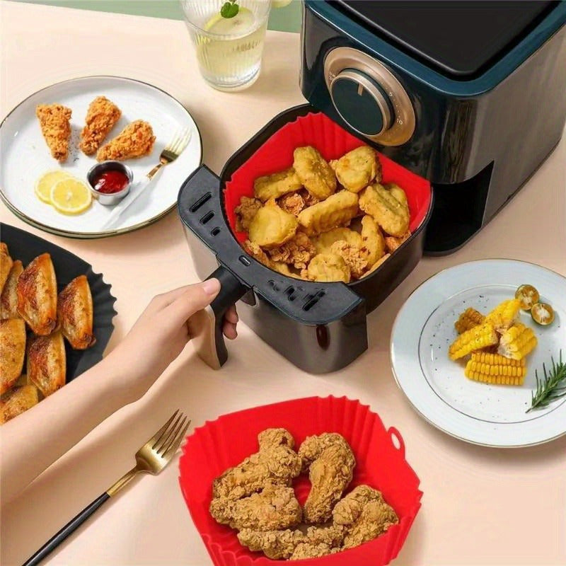 Revestimiento de Silicona Reutilizable para Freidora de Aire - Bandeja Antiadherente para Pizza y Pollo Frito, Accesorio Esencial de Cocina, Accesorios para Freidora de Aire