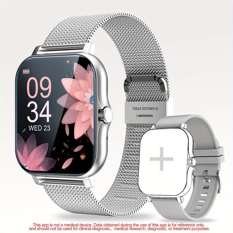 Reloj inteligente de 4,65 cm con llamada inalámbrica, pantalla digital, batería de litio recargable, caja de aleación de zinc, movimiento electrónico, correa de silicona y acero inoxidable - Compatible con varios teléfonos