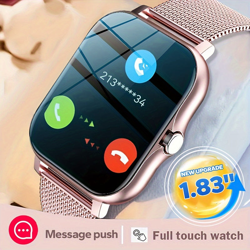 Reloj inteligente de 4,65 cm con llamada inalámbrica, pantalla digital, batería de litio recargable, caja de aleación de zinc, movimiento electrónico, correa de silicona y acero inoxidable - Compatible con varios teléfonos