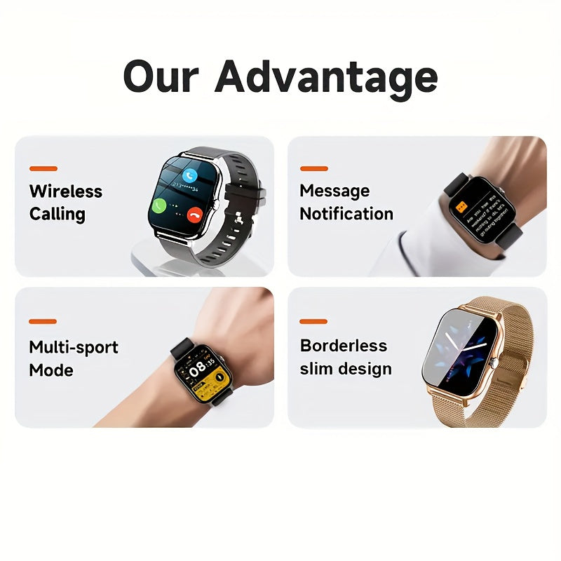 Reloj inteligente de 4,65 cm con llamada inalámbrica, pantalla digital, batería de litio recargable, caja de aleación de zinc, movimiento electrónico, correa de silicona y acero inoxidable - Compatible con varios teléfonos