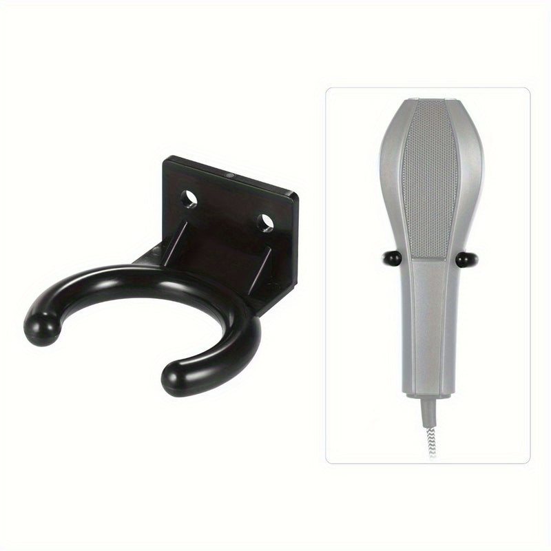Soporte de micrófono mural durable de 1 pieza, gancho universal de micrófono, construcción de plástico resistente, organizador de equipo de audio ahorrador de espacio - Negro