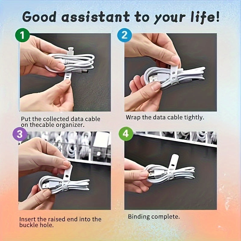 Organizador de Cables de Silicona Transparente de 8 Piezas con Clips - Caja de Almacenamiento de Escritorio Ligera y Sin Necesidad de Energía para Cables de Carga y Alambres, Ganchos de Utilidad