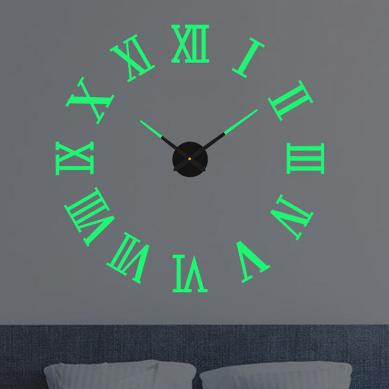Reloj de pared luminiscente con números romanos, silencioso, a batería, circular de acrílico para sala, dormitorio o decoración del hogar (batería AA no incluida)