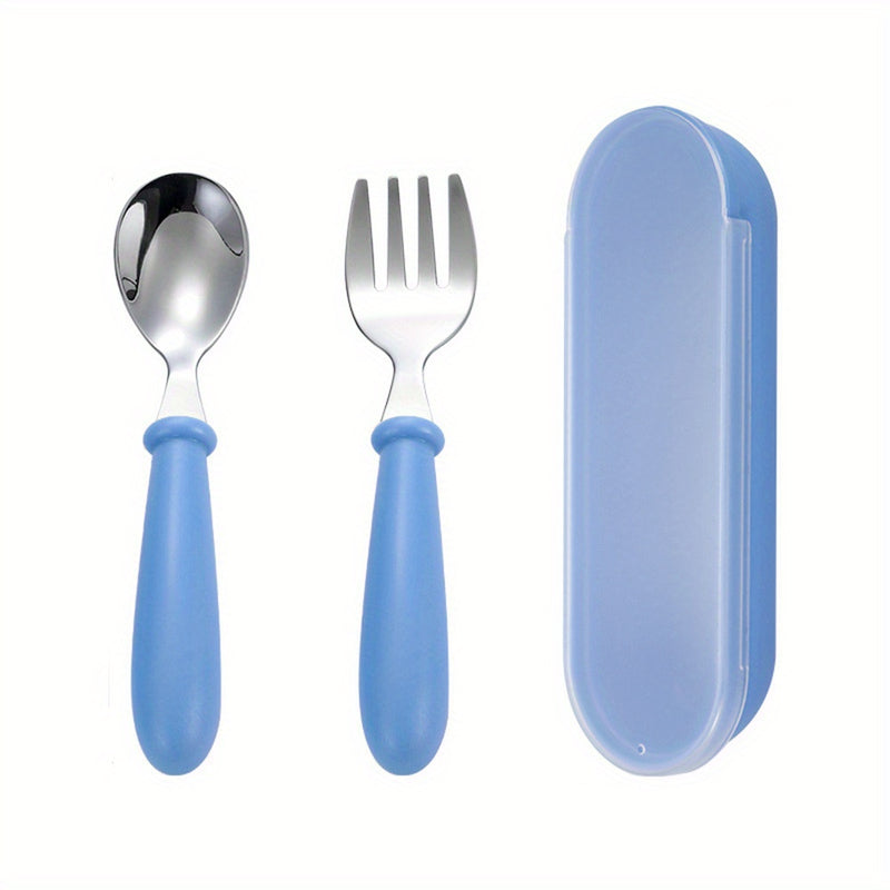 Set de cubiertos de acero inoxidable personalizado con estuche de almacenamiento - Cuchara y tenedor duraderos, ideal para fiestas y regalos de Pascua