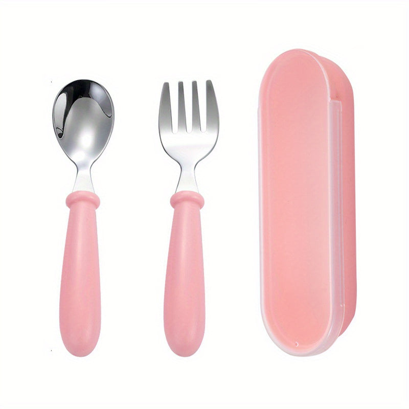 Set de cubiertos de acero inoxidable personalizado con estuche de almacenamiento - Cuchara y tenedor duraderos, ideal para fiestas y regalos de Pascua