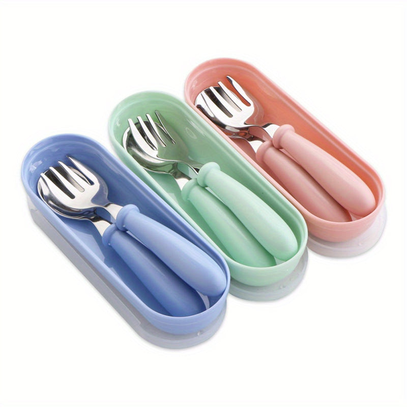 Set de cubiertos de acero inoxidable personalizado con estuche de almacenamiento - Cuchara y tenedor duraderos, ideal para fiestas y regalos de Pascua