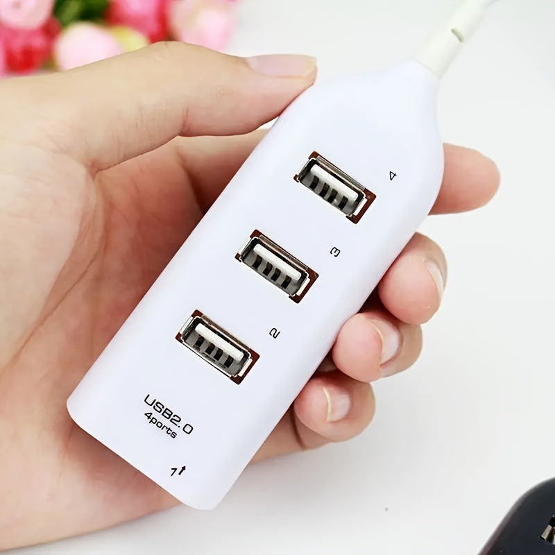1 pieza de conector USB 2.0 de alta velocidad con 4 puertos - Repartidor compacto de múltiples puertos para PC, portátil y accesorios de computadora, opciones negras/blancas, conector USB para PC