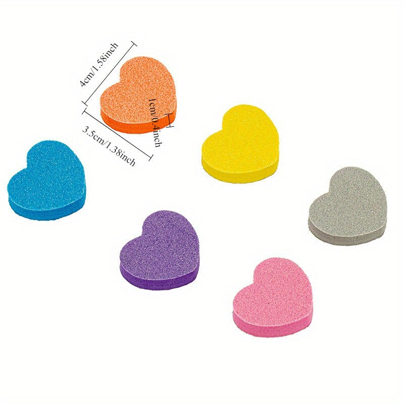 Mini lima de uñas en forma de corazón, herramienta de manicura sin formaldehído, tira de pulido de uñas de plástico no eléctrico, esponja de amor para uñas de las manos y los pies