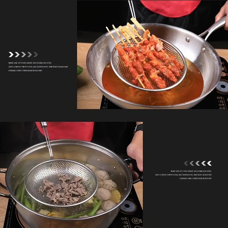 Juego de cucharones de acero inoxidable - Cucharas colador duraderas con mangos largos - Juego de utensilios de cocina esenciales