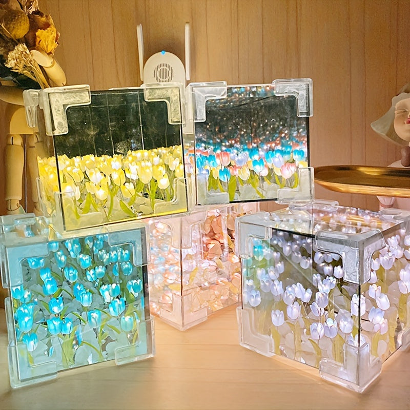 Kit de luz nocturna de tulipán DIY, funciona con pilas, decoración inteligente para el hogar, ideal para dormitorios y regalos para el día de San Valentín, cumpleaños, Halloween, Navidad y Año Nuevo