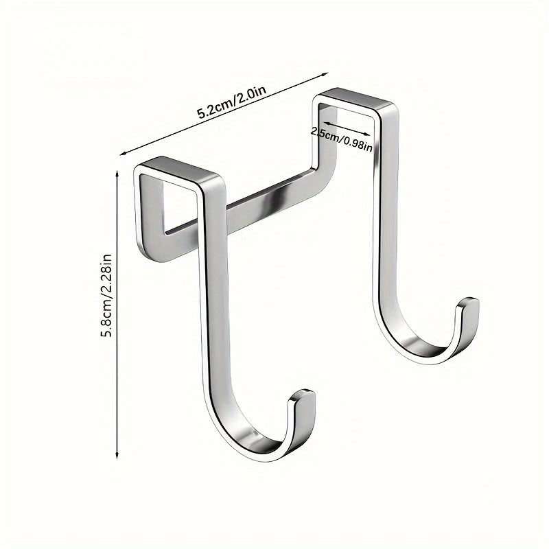 4pcs Ganchos Dobles de Acero Inoxidable - Antioxidantes, Fácil Instalación en Pared para Almacenamiento de Armarios de Cocina y Baño, Ganchos de Utilidad