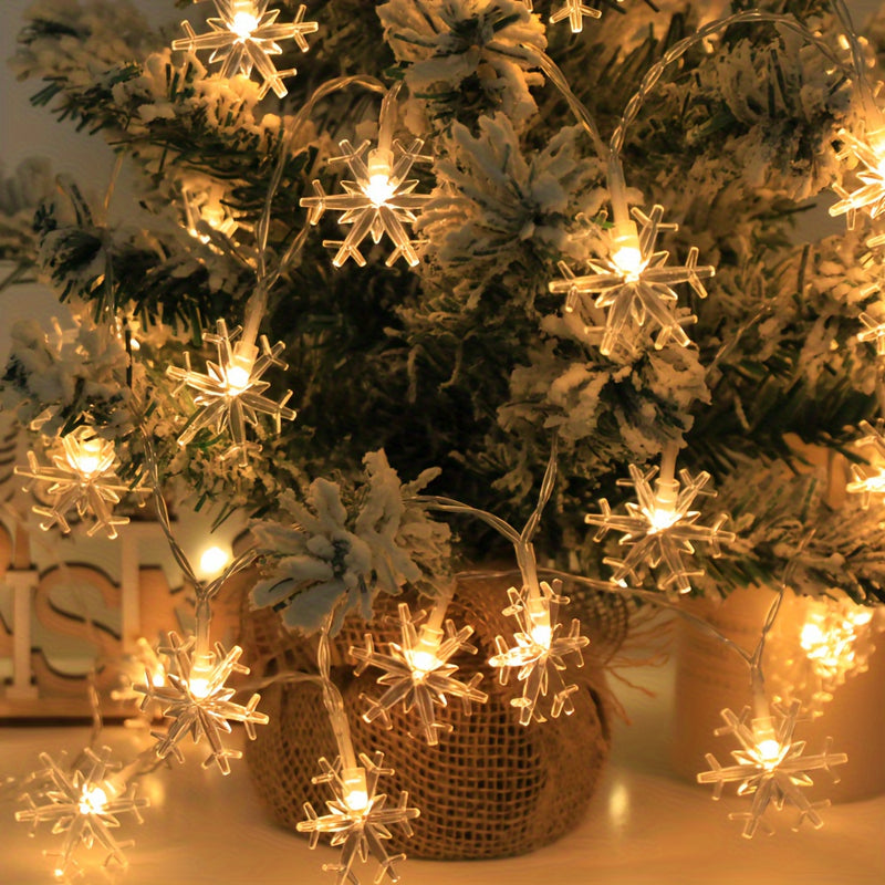 Luz de cuerda de copo de nieve LED, alimentada por batería, luces de hada para decoración de Navidad, sala de estar, dormitorio, escalera, fiesta, boda - No se incluye batería