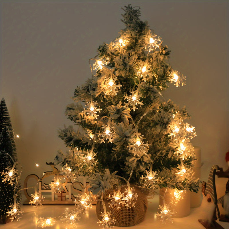 Luz de cuerda de copo de nieve LED, alimentada por batería, luces de hada para decoración de Navidad, sala de estar, dormitorio, escalera, fiesta, boda - No se incluye batería