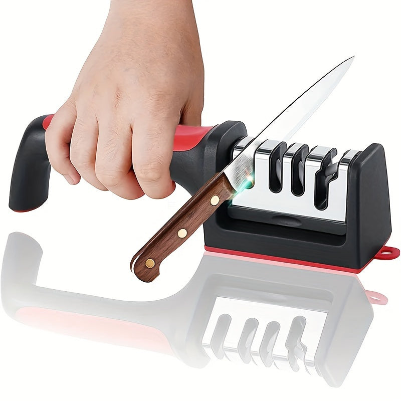 Afilador de cuchillos manual, multifuncional rápido y fácil, cuerpo de hierro, sin batería, sin electricidad, para uso doméstico en la cocina.