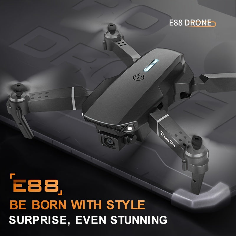 Drone E88 con cámaras HD dobles, batería única, regreso con una sola tecla, conexión WiFi, drone de fotografía aérea, control remoto de cuadricóptero, regalo de Navidad, Halloween y Acción de Gracias.