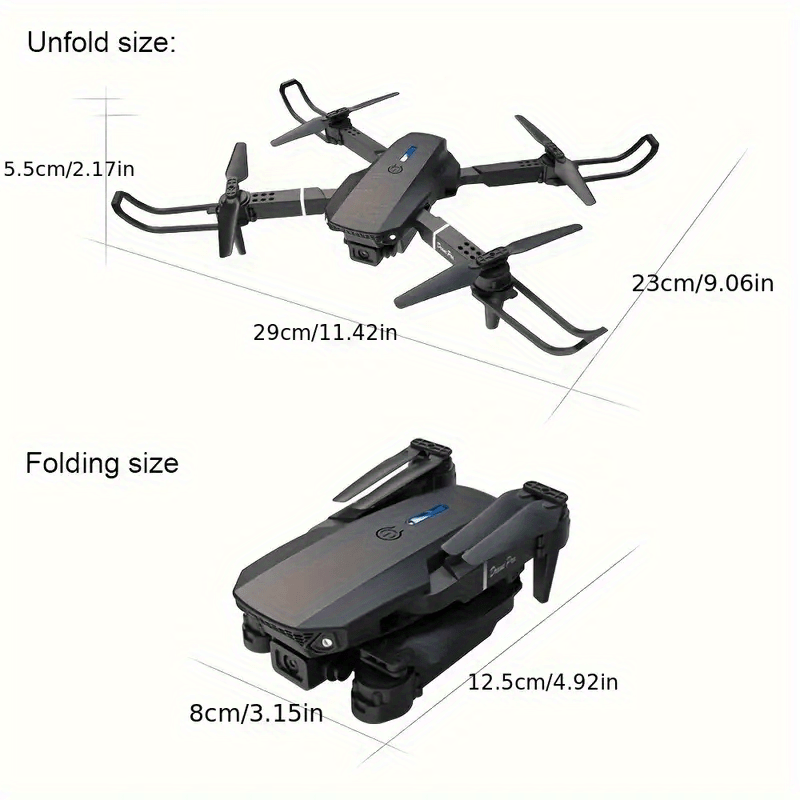 Drone E88 con cámaras HD dobles, batería única, regreso con una sola tecla, conexión WiFi, drone de fotografía aérea, control remoto de cuadricóptero, regalo de Navidad, Halloween y Acción de Gracias.