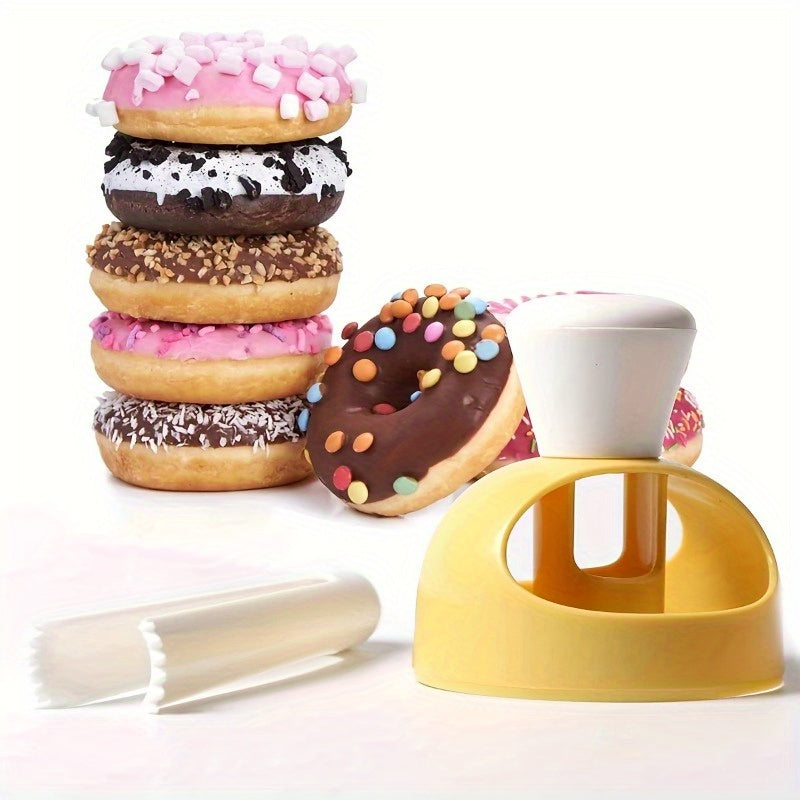 2 piezas de kit de fabricación de donas DIY: molde de cortador de donas de plástico no adherente de PP con cuchara y tenazas - fabricante de donas fácil de usar para cocinas de hogar y RV, perfecto para hornear, dispensar batería y actividades culinarias