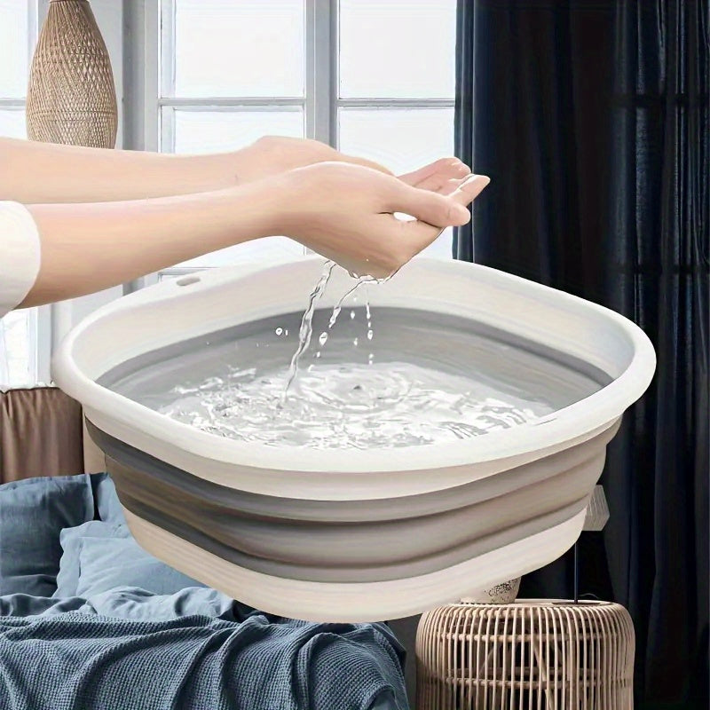 Baño Portátil Plegable para Manos y Pies - Tubería Cuadrada de Plástico Colapsable para Viajes, Hogar y Lavandería - Sin Olores, Ligero, Duradero, Almacenamiento Compacto, Paredes Resistentes