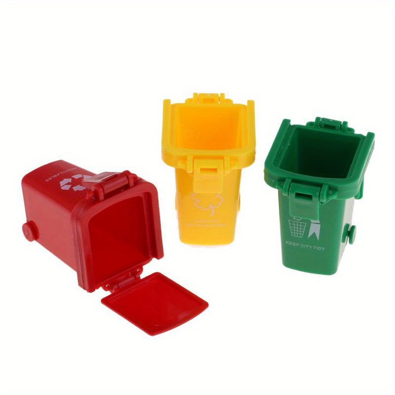 Juego de Papeleas Miniatura para Edades 14+ - Contenedores de plástico multipropósito e impermeables con cierres únicos, Juego de 3, Incluye papeleas rojas, amarillas y verdes con calcomanías de reciclaje y orden.