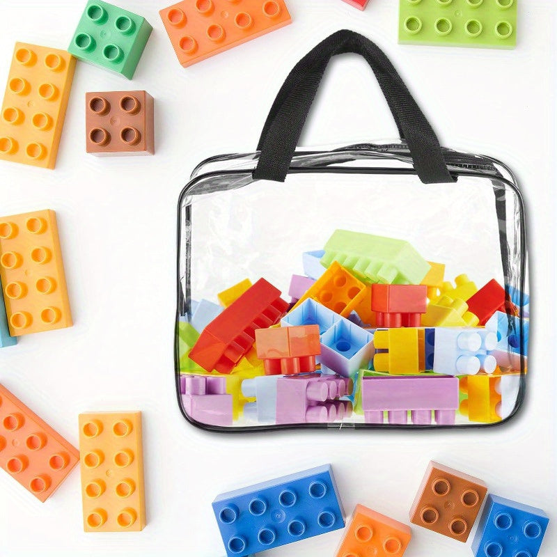 Bolsa de Almacenamiento de Juguetes de PVC Transparente Grande - Impermeable, Organizador con Cremallera para Bloques de Construcción, Rompecabezas, Libros y Artículos de Aseo - Estuche de Viaje de Plástico Duradero