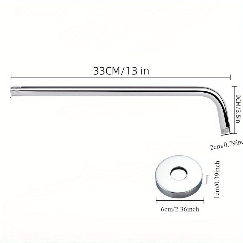 Brazo de ducha de acero inoxidable - Barra de rociado superior empotrada de 33.02 cm con tubería de agua montada en la pared, accesorio para baño