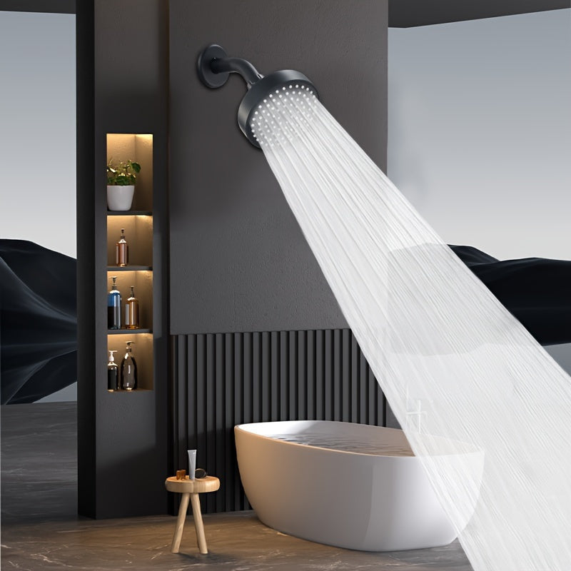 1pc Cabezal de Ducha con Filtro de Alta Presión - Montado en la Pared, Aluminio, Diseño Redondo para Mejorar el Flujo y Presión del Agua - Acabado Negro con Salpicadura Blanca - Mejora Moderna para Baño, Accesorio de Ducha para el Hogar | Estética Contem