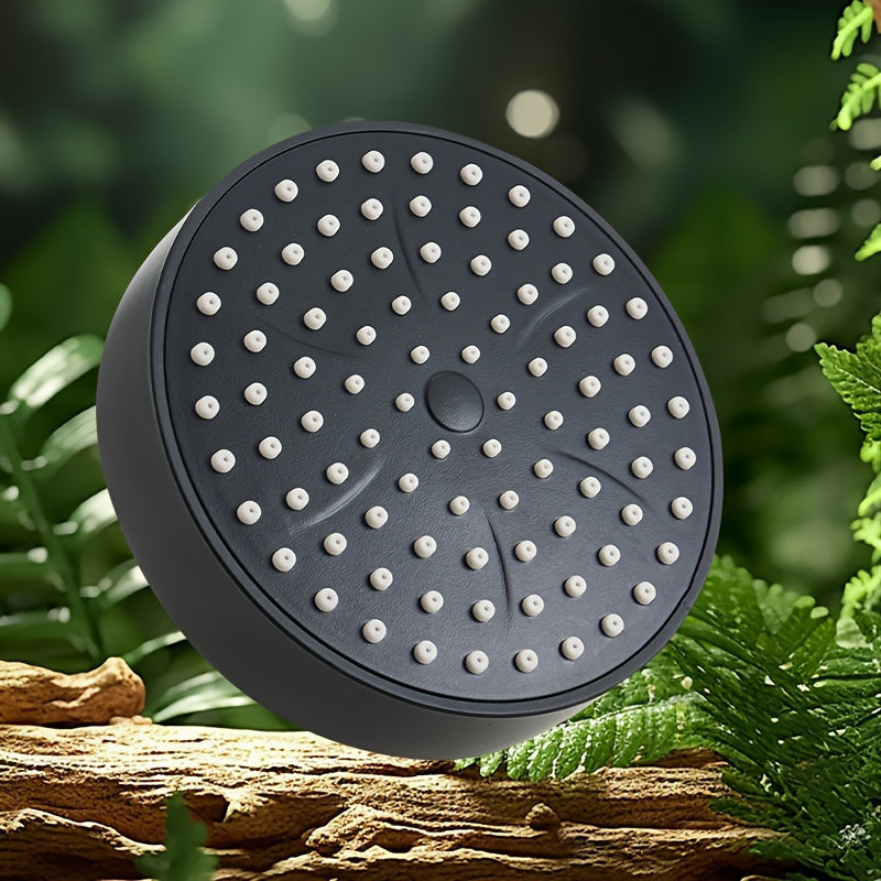 1pc Cabezal de Ducha con Filtro de Alta Presión - Montado en la Pared, Aluminio, Diseño Redondo para Mejorar el Flujo y Presión del Agua - Acabado Negro con Salpicadura Blanca - Mejora Moderna para Baño, Accesorio de Ducha para el Hogar | Estética Contem