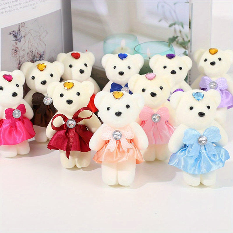 10 PCS Osos de Peluche de Plástico Figuritas para Cumpleaños, Bodas, Día de San Valentín - Osos Mini Decorativos sin Plumas para Ramilletes y Regalos, No se Necesita Electricidad, Ideal para Coleccionistas y Manualidades DIY, Edad 14+
