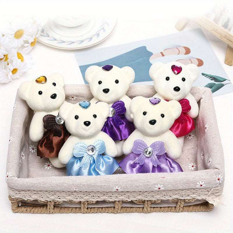 10 PCS Osos de Peluche de Plástico Figuritas para Cumpleaños, Bodas, Día de San Valentín - Osos Mini Decorativos sin Plumas para Ramilletes y Regalos, No se Necesita Electricidad, Ideal para Coleccionistas y Manualidades DIY, Edad 14+