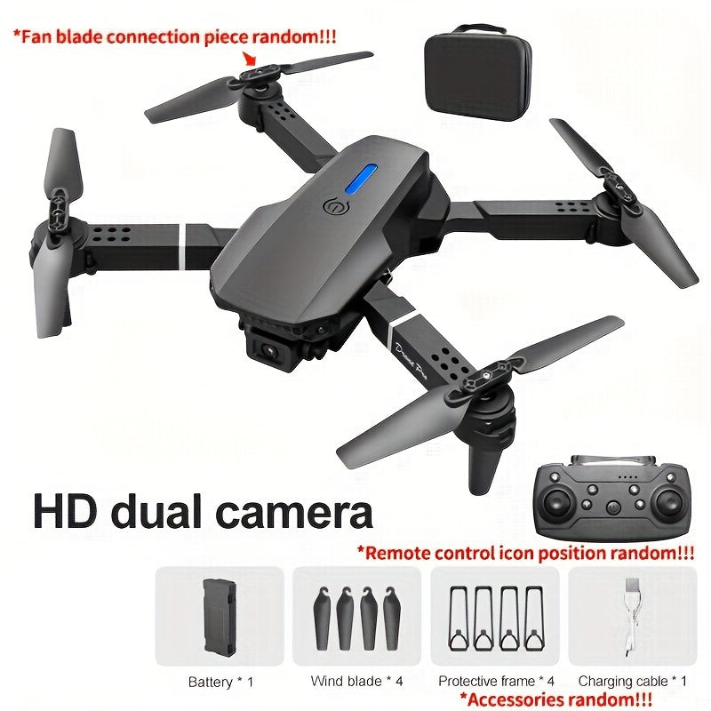 Drone E88 con cámaras HD dobles, batería única, regreso con una sola tecla, conexión WiFi, drone de fotografía aérea, control remoto de cuadricóptero, regalo de Navidad, Halloween y Acción de Gracias.