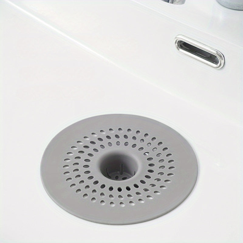 1 recolector de cabello de silicón para ducha y fregadero, diseño circular con agujeros de drenaje, fácil de instalar, opciones en blanco y negro, ideal para baño o cocina, filtro perforado, atrapapelos para ducha