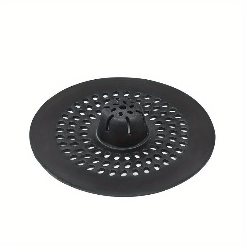 1 recolector de cabello de silicón para ducha y fregadero, diseño circular con agujeros de drenaje, fácil de instalar, opciones en blanco y negro, ideal para baño o cocina, filtro perforado, atrapapelos para ducha