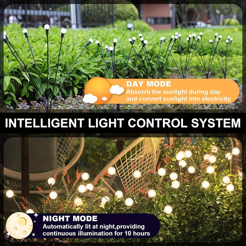 4 luces solares de 32 LED, decoración para jardín con 8 modos de intensidad ajustable, sensor de luz y resistencia al agua IP54, ideales para césped, pasillos, campamentos y fiestas navideñas