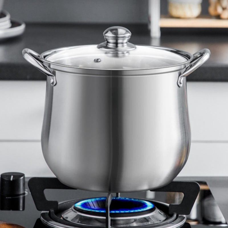 1pc Olla de Sopa de Acero Inoxidable de Gran Capacidad, Cocina Multiusos Reforzada para Estofar, Hervir, Cocinar al Vapor, Compatible con Estufas de Inducción y Gas, No Requiere Batería