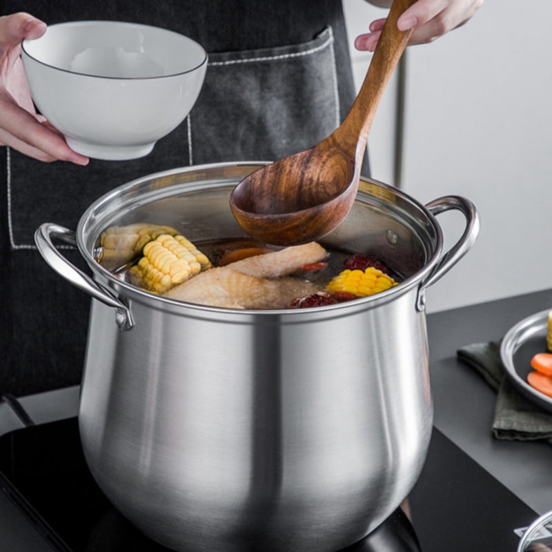 1pc Olla de Sopa de Acero Inoxidable de Gran Capacidad, Cocina Multiusos Reforzada para Estofar, Hervir, Cocinar al Vapor, Compatible con Estufas de Inducción y Gas, No Requiere Batería