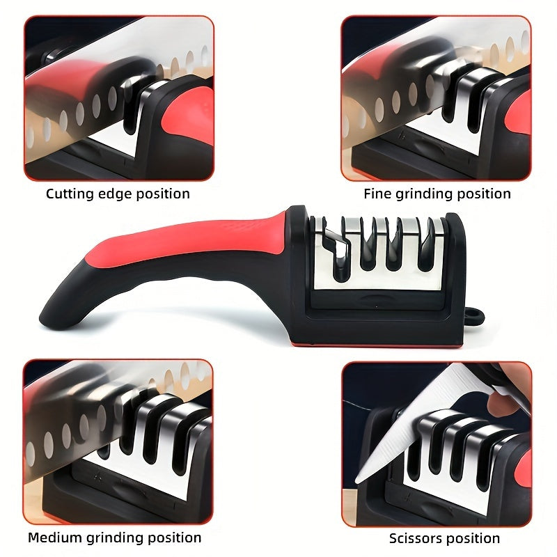 Afilar Cuchillos de Cocina Profesional en 4 Etapas con Piedra de Afilar, Diamante de Tungsteno y Herramientas Cerámicas