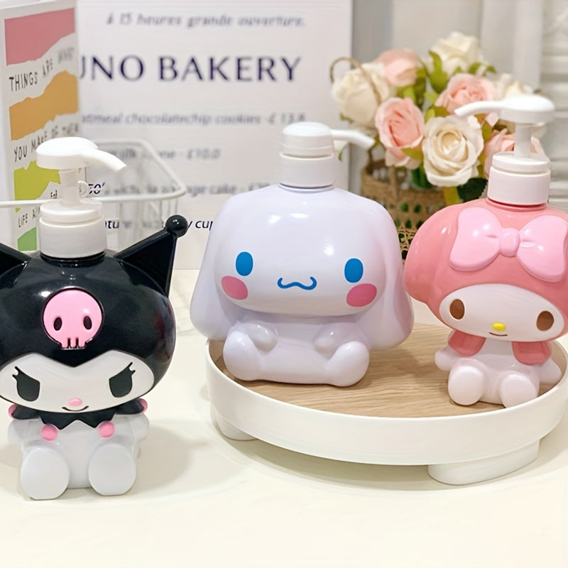Dispensador de Jabón de Personaje de Dibujos Animados 3D de Sanrio - Gran Capacidad, Diseños de Hello Kitty, Kuromi, My Melody, Cinnamoroll, Botella de Plástico Fácil de Usar para Champú y Gel de Ducha, No Necesita Electricidad, 1 pieza