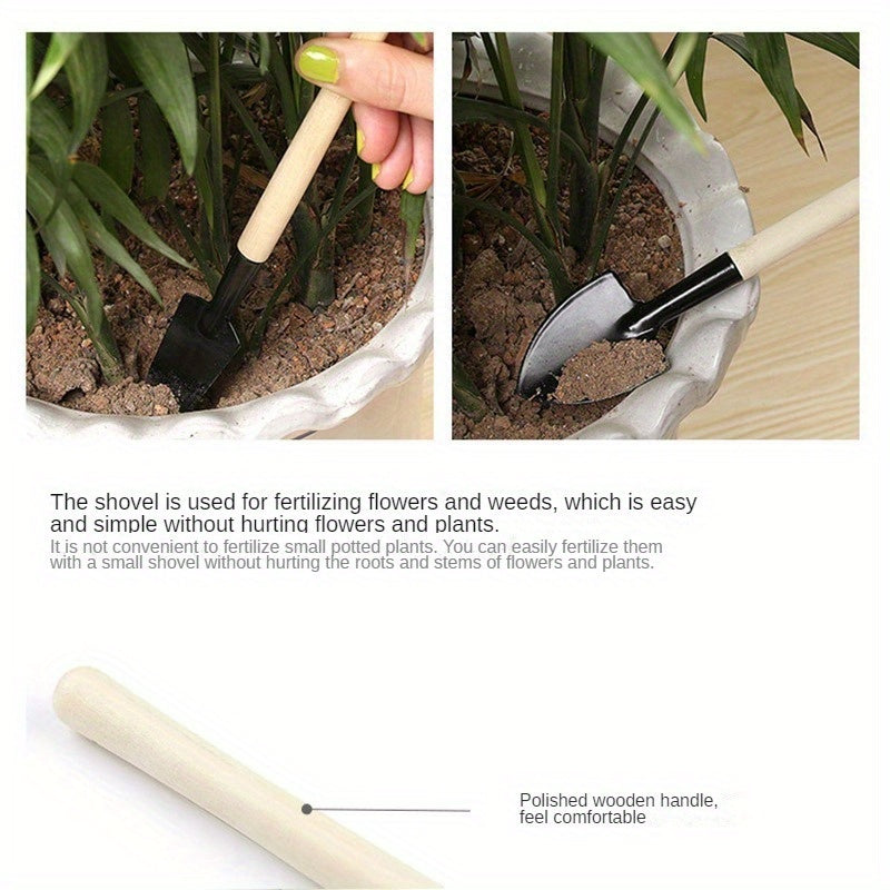 6 Mini Cucharas, Cucharas y Rastrillos Juego de Herramientas de Jardinería Doméstica Mini - Herramientas de Mano de Metal y Madera Duraderas, Cucharas de Macetas de Jardín, Pala de Jardín, Macetas de Mesa, Cucharas de Macetas y Herramientas de Jardinería