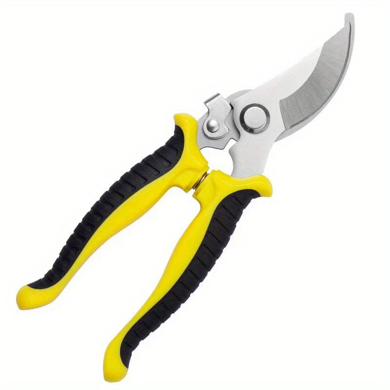Tijeras de poda de jardinería de acero inoxidable - Mango ergonómico antideslizante de goma, herramienta eficiente para cortar ramas | Carga de primavera para un fácil retorno | Esencial para el cuidado del césped y la poda de árboles frutales, podadora