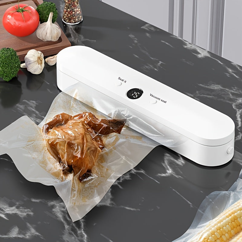 Máquina Selladora al Vacío Automática Compacta para Conservación de Alimentos – Recargable por USB, Batería de Polímero de Litio de 1500mAh, Acrílico, Ideal para Sellado de Snacks y Extensión de Frescura, Electrodoméstico de Cocina, Selladora al Vacío de