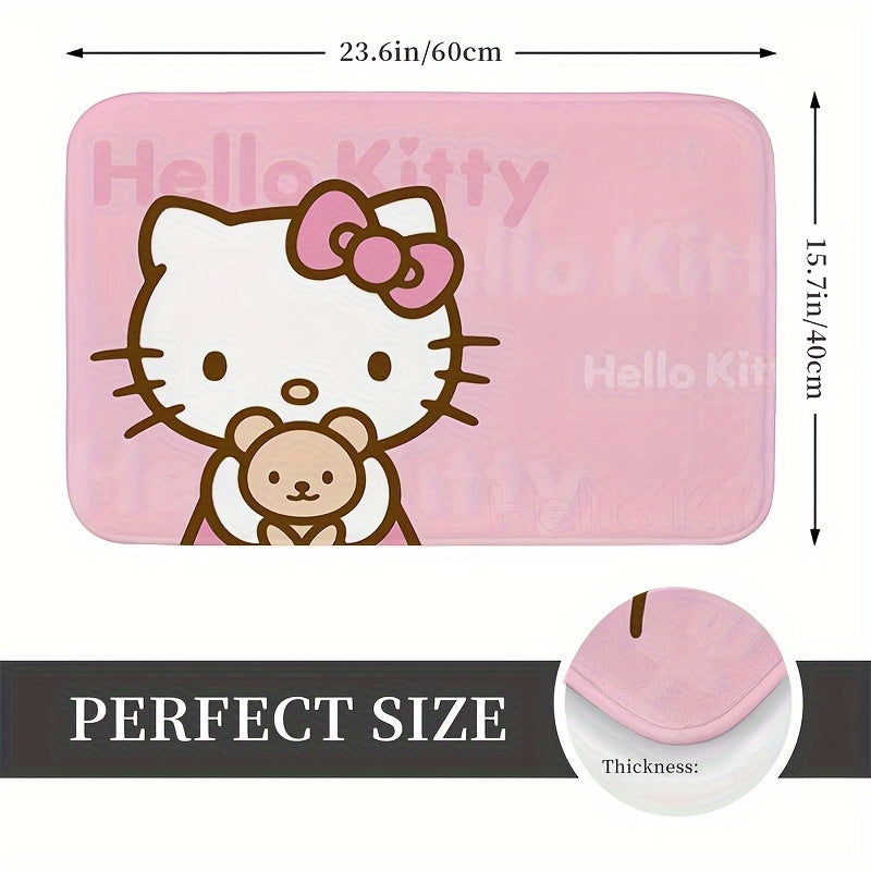 Tapete de entrada SANRIO Hello Kitty con diseño de caricatura, antideslizante, lavable a máquina, para sala, dormitorio o baño, decoración perfecta para fiestas y regalos