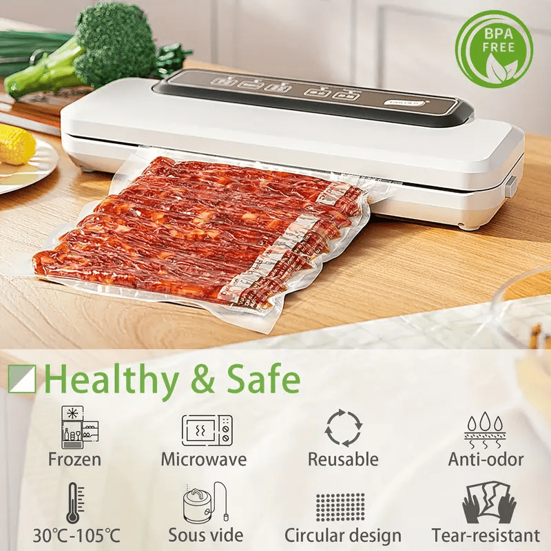 150pcs Bolsas de Sellado al Vacío Premium - Conservación Hermética de Alimentos, Reutilizables y Duraderas para Mantener la Frescura, Extender la Vida Útil, Prevenir el Descomposición - Esenciales del Hogar, Bolsas de Almacenamiento al Vacío