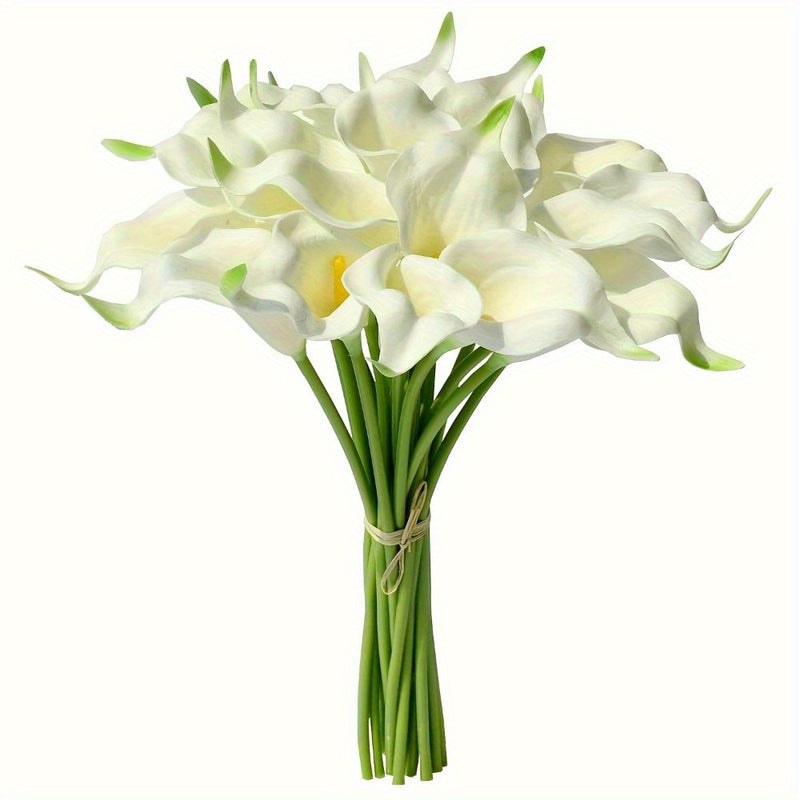20 piezas de ramo de calas artificiales - Flores blancas de plástico realistas para bodas, Día de San Valentín, Día de la Madre, Semana Santa y decoración del hogar, accesorios para ramos