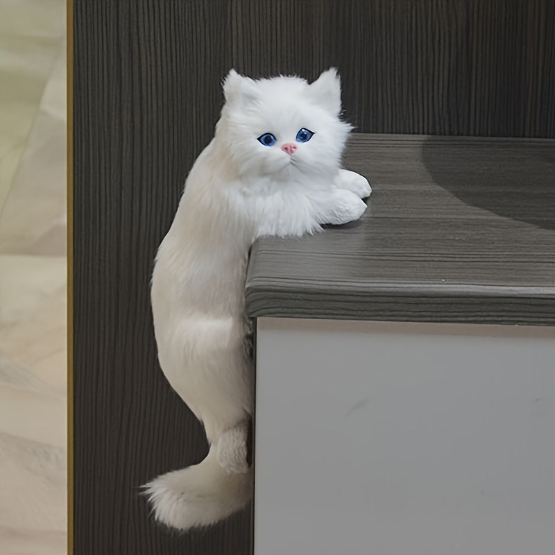 Estatua de gato de peluche hecha a mano, 11,81 x 7,87 x 5,91 pulgadas, decoración de mascota realista de falso, ligera de 160g, resina, uso interior y exterior, regalo perfecto para el hogar y la fiesta, compatibilidad con múltiples habitaciones