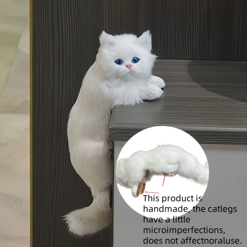 Estatua de gato de peluche hecha a mano, 11,81 x 7,87 x 5,91 pulgadas, decoración de mascota realista de falso, ligera de 160g, resina, uso interior y exterior, regalo perfecto para el hogar y la fiesta, compatibilidad con múltiples habitaciones