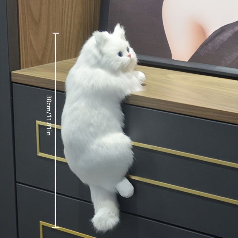 Estatua de gato de peluche hecha a mano, 11,81 x 7,87 x 5,91 pulgadas, decoración de mascota realista de falso, ligera de 160g, resina, uso interior y exterior, regalo perfecto para el hogar y la fiesta, compatibilidad con múltiples habitaciones