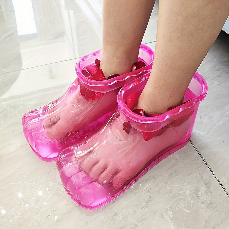 Baño de Pies Portátil - Sin Necesidad de Electricidad/Baterías, Bañera de Pedicura Sin Fragancia con Patas Transparentes - Bañera de PVC Ligera para Hogar, Viajes y Salón - Mejora la Circulación Sanguínea y Cuidado de Uñas, Accesorios Florales, Construcc