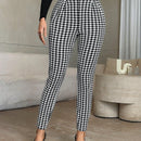 Pantalones casuales de traje negro de cintura alta para mujer con ajuste cenido y piernas anchas de 7-9cm