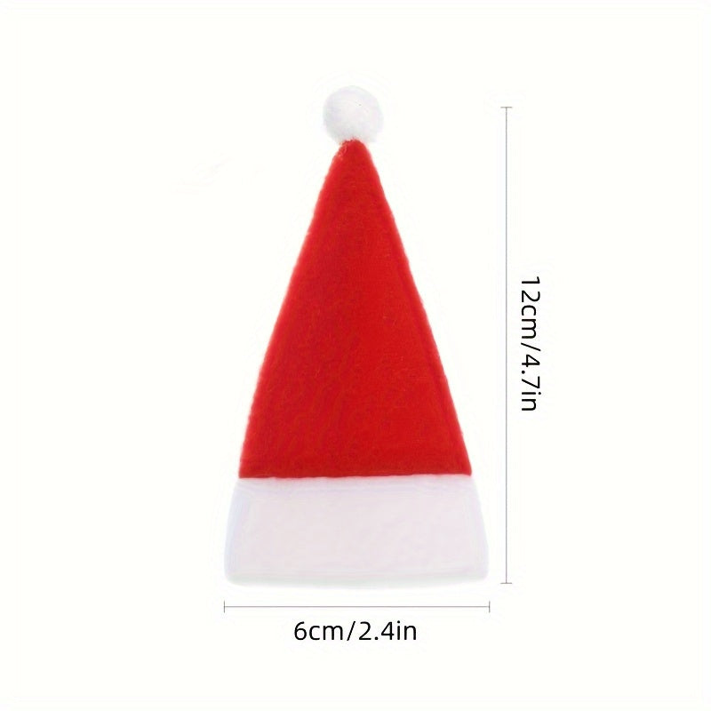 Juego de 10 fundas para cubiertos navideñas, porta cubiertos de tela roja y blanca con diseño de Santa Claus, decoración no comestible para cenas festivas, accesorios de cocina para decoración navideña